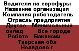 Водители на еврофуры › Название организации ­ Компания-работодатель › Отрасль предприятия ­ Другое › Минимальный оклад ­ 1 - Все города Работа » Вакансии   . Тверская обл.,Нелидово г.